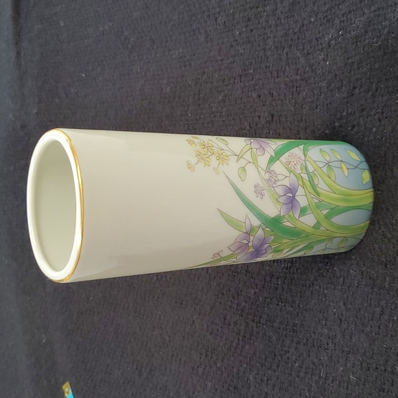 Otagiri Japan Porcelain 'Meadow' Petite Oval Vase Goldfoiled Trim, Excellent - Picture 1 of 15